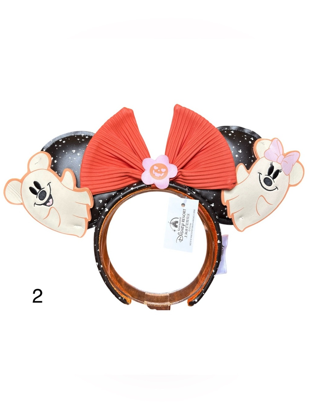 Disney Mickey Minnie Halloween Ghost Floral Glow-In-The-Dark Ears NEW! 2